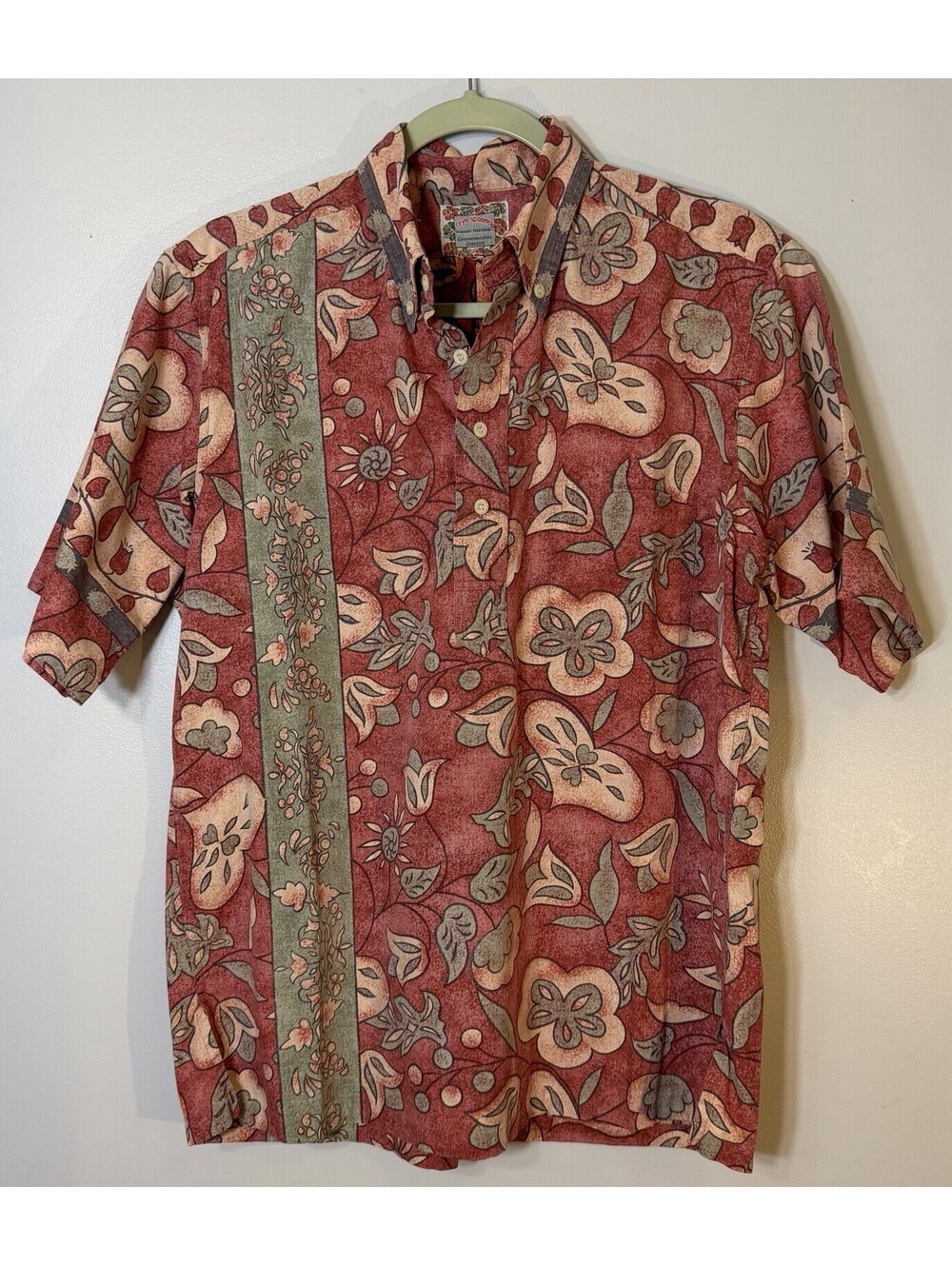 Reyn Spooner Vintage Commemorative Hawaiian Aloha Short Sleeve Red Shirt Large